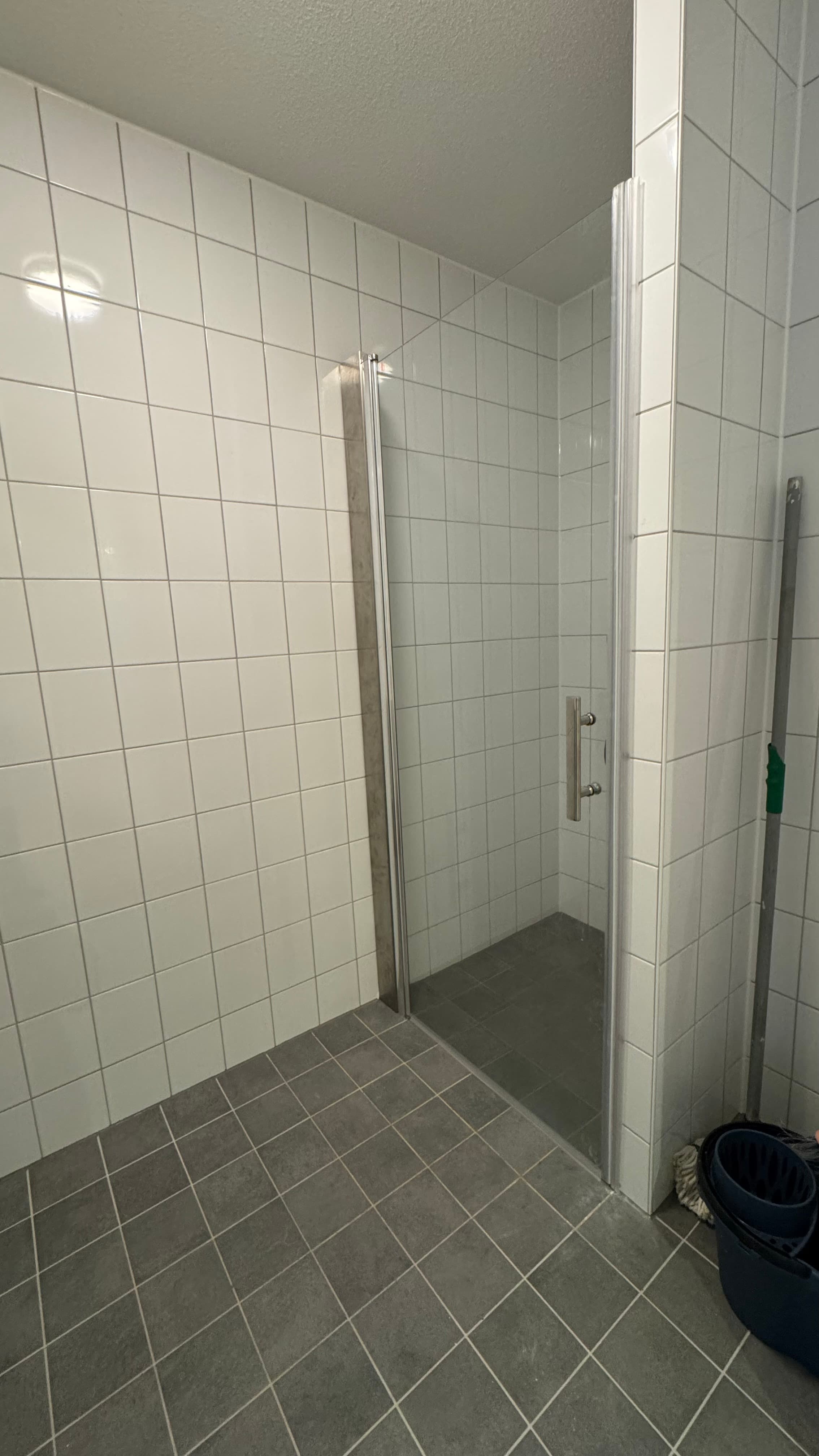 RVS-profiel geplaatst voor douchewand